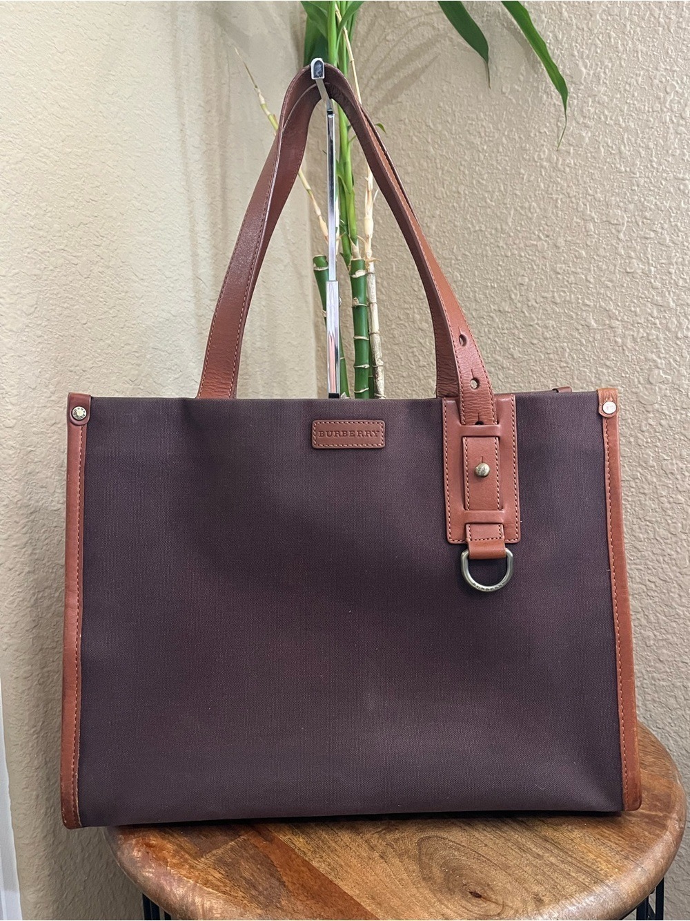 BURBERRY BROWN CANVAS TOTE